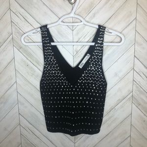 Zara beaded crop tank top black